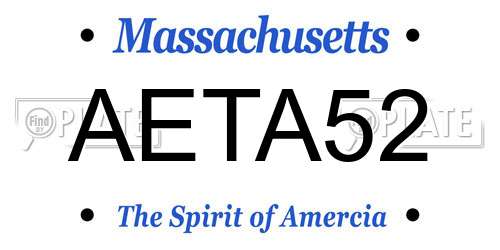 AETA52 Massachusetts License Plate