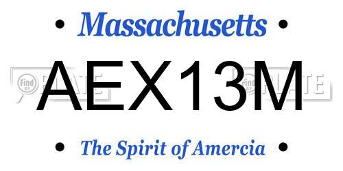 AEX13M Massachusetts License Plate