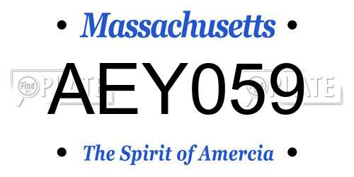 AEY059 Massachusetts License Plate