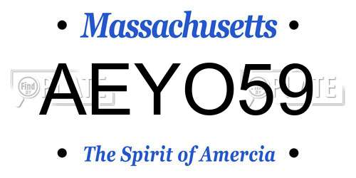 AEYO59 Massachusetts License Plate