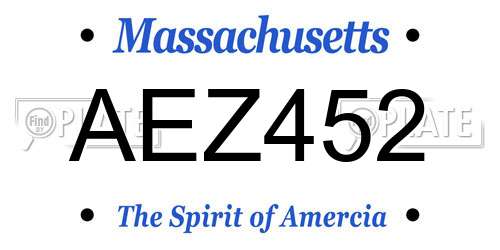AEZ452 Massachusetts License Plate