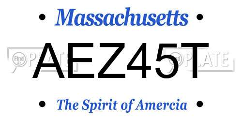 AEZ45T Massachusetts License Plate