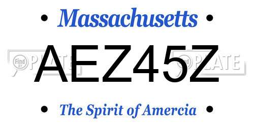AEZ45Z Massachusetts License Plate