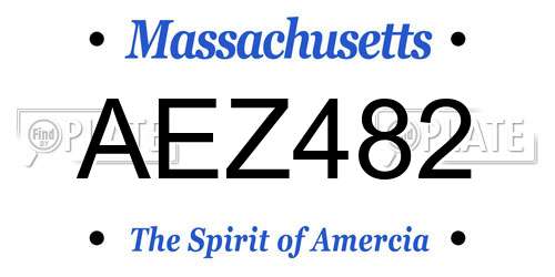 AEZ482 Massachusetts License Plate