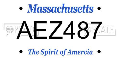AEZ487 Massachusetts License Plate