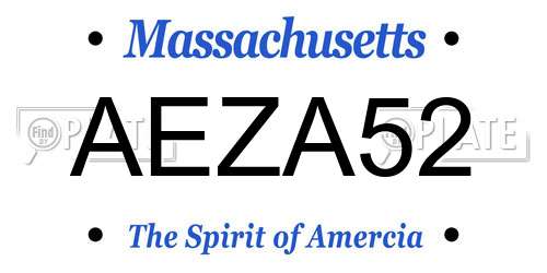 AEZA52 Massachusetts License Plate