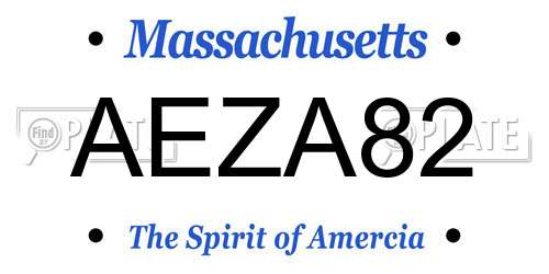 AEZA82 Massachusetts License Plate