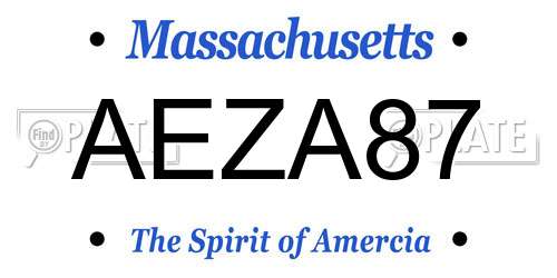 AEZA87 Massachusetts License Plate