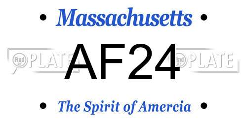 AF24 Massachusetts License Plate