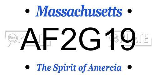 AF2G19 Massachusetts License Plate