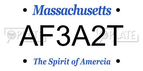 AF3A2T Massachusetts License Plate