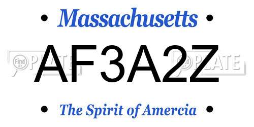 AF3A2Z Massachusetts License Plate
