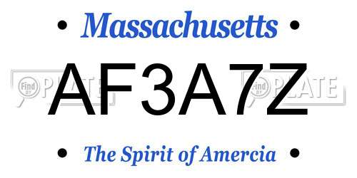 AF3A7Z Massachusetts License Plate
