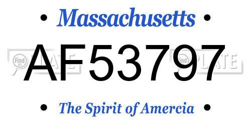 AF53797 Massachusetts License Plate