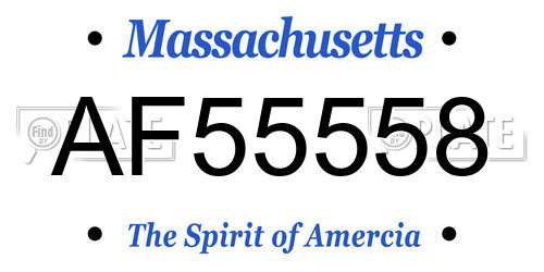 AF55558 Massachusetts License Plate