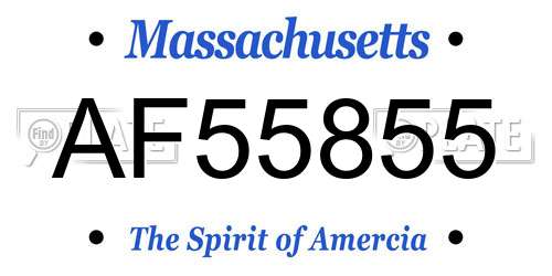 AF55855 Massachusetts License Plate