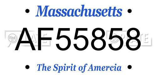 AF55858 Massachusetts License Plate