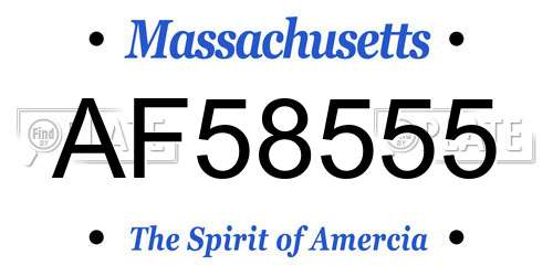 AF58555 Massachusetts License Plate