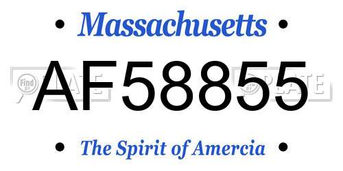 AF58855 Massachusetts License Plate
