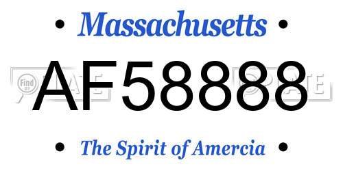 AF58888 Massachusetts License Plate