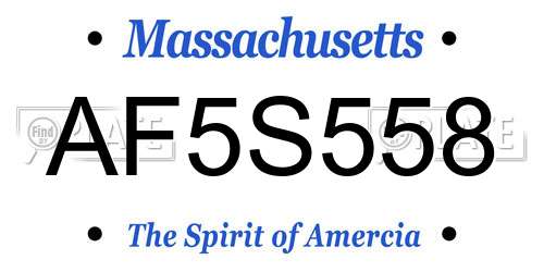 AF5S558 Massachusetts License Plate