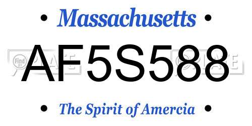 AF5S588 Massachusetts License Plate