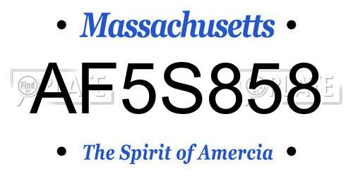 AF5S858 Massachusetts License Plate