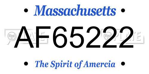 AF65222 Massachusetts License Plate