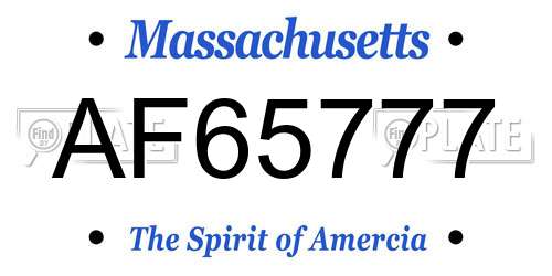 AF65777 Massachusetts License Plate