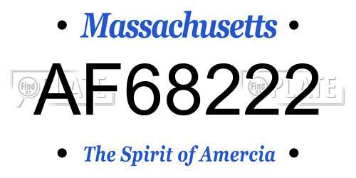 AF68222 Massachusetts License Plate
