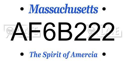 AF6B222 Massachusetts License Plate