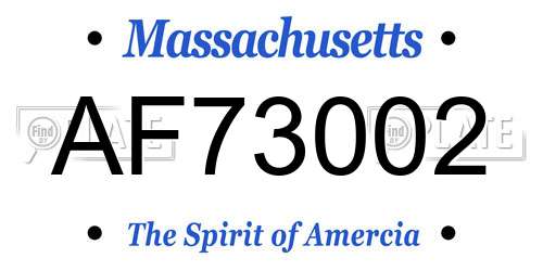 AF73002 Massachusetts License Plate
