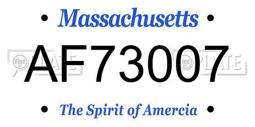 AF73007 Massachusetts License Plate