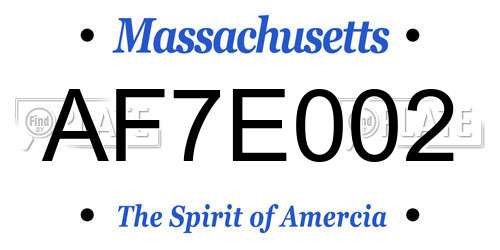AF7E002 Massachusetts License Plate