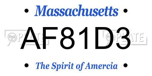 AF81D3 Massachusetts License Plate