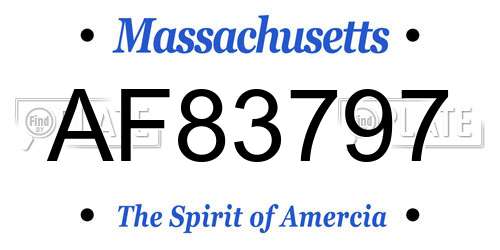 AF83797 Massachusetts License Plate