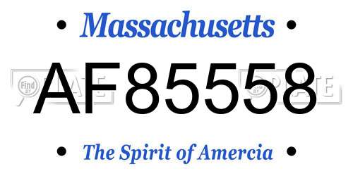 AF85558 Massachusetts License Plate