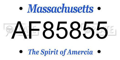 AF85855 Massachusetts License Plate