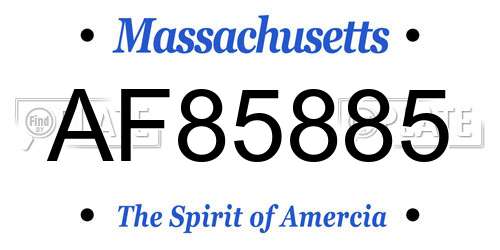 AF85885 Massachusetts License Plate