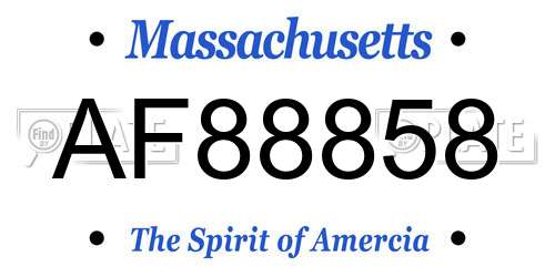 AF88858 Massachusetts License Plate