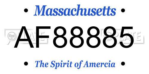 AF88885 Massachusetts License Plate