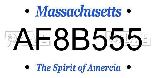 AF8B555 Massachusetts License Plate