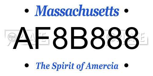 AF8B888 Massachusetts License Plate