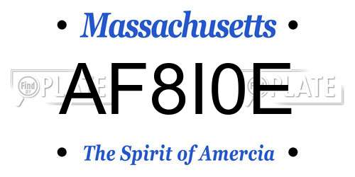 AF8I0E Massachusetts License Plate