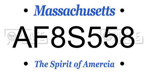 AF8S558 Massachusetts License Plate
