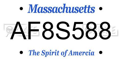 AF8S588 Massachusetts License Plate