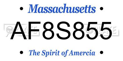 AF8S855 Massachusetts License Plate