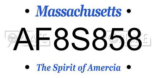 AF8S858 Massachusetts License Plate