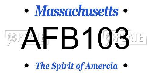AFB103 Massachusetts License Plate