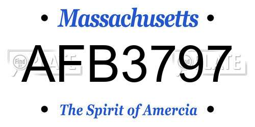 AFB3797 Massachusetts License Plate